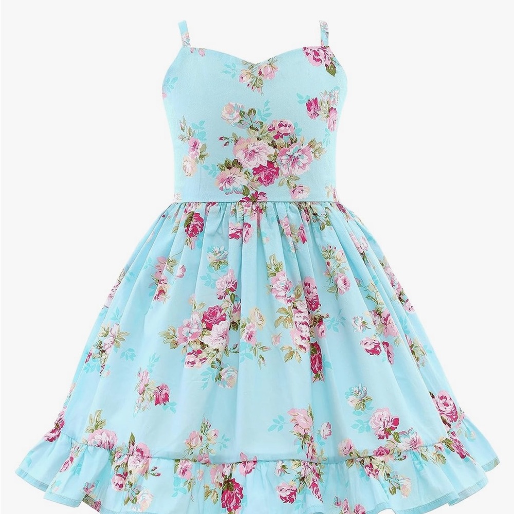 Girls size 6 blue floral dress
